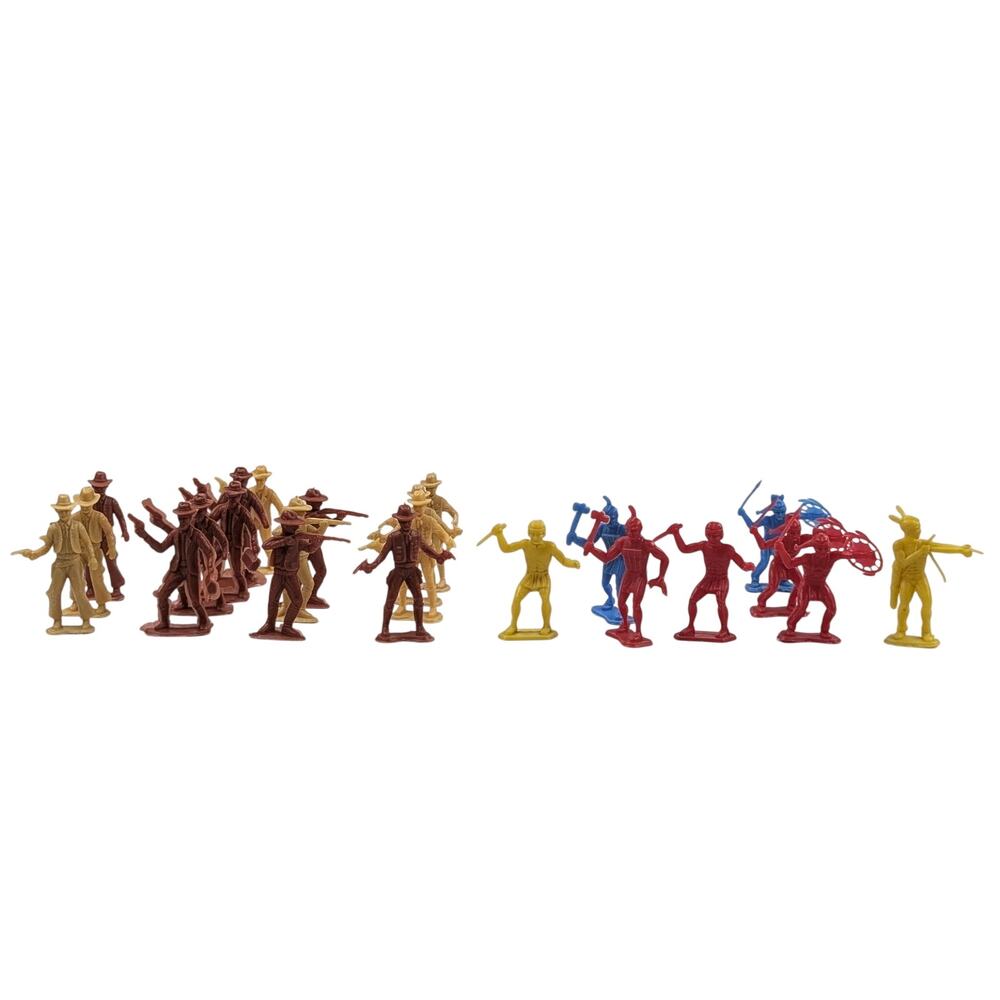 Vintage MPC Cowboys Indians Lot 23 Plastic Western Figures 45mm 8 Poses